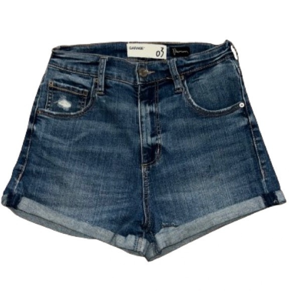Garage ultra high rise premium stretch distressed denim jean shorts size 3
